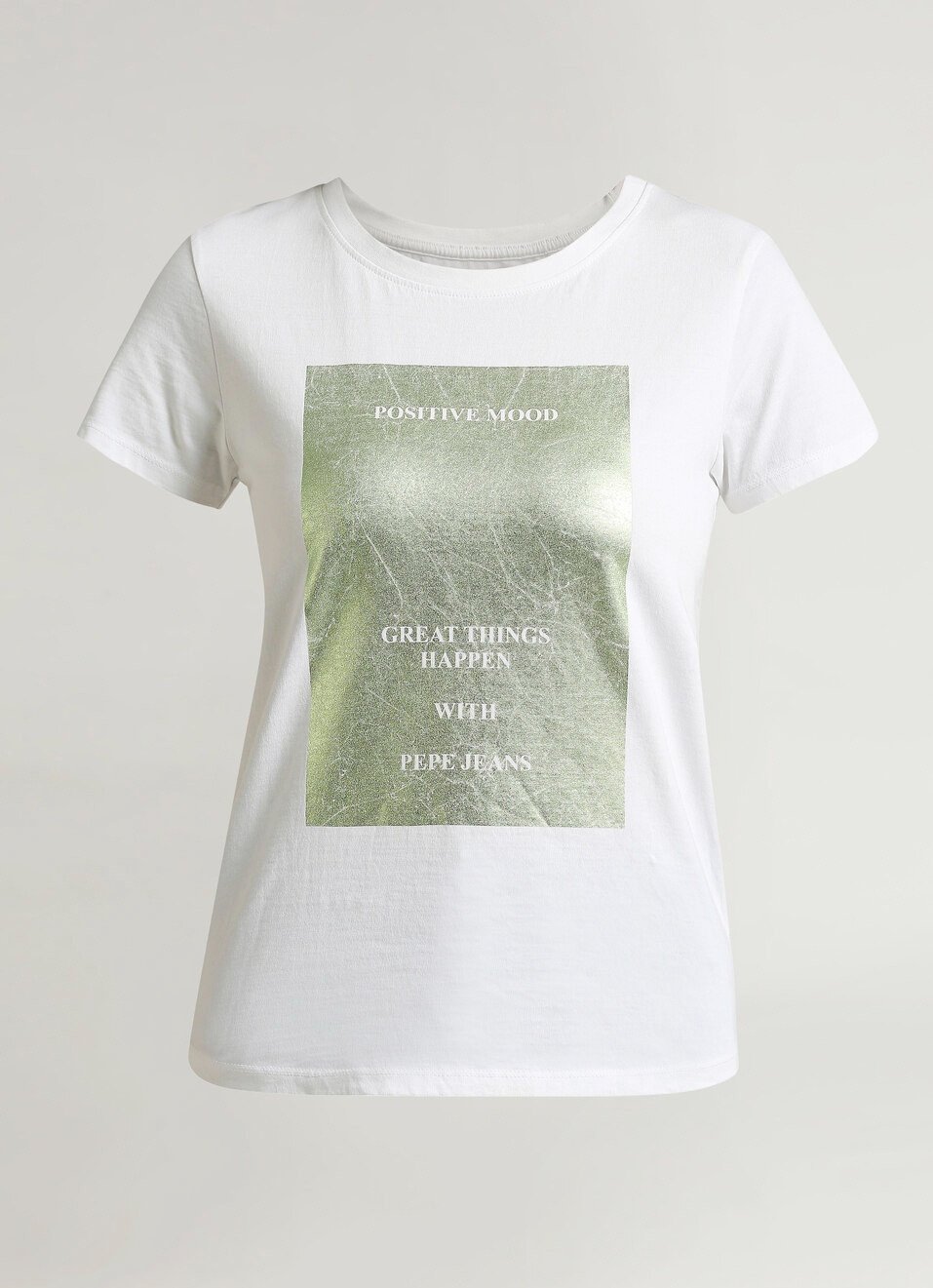 White Foil Print Short Sleeve T-shirt