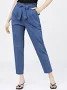 Women Blue Tapered Fit Pleated Peg Trousers