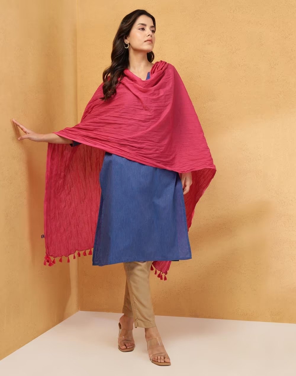 Avni Blue Cotton Blend Dupatta & Kurta Set