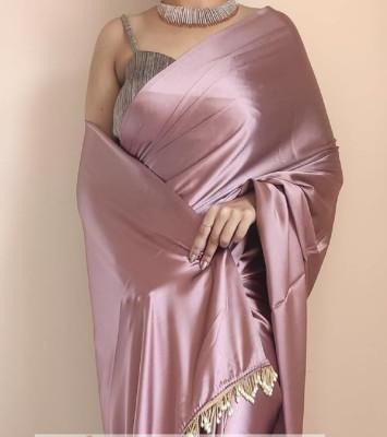 Women's Ready to Wear Rose Gold Satin Silk Saree